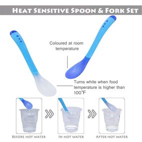 img 1 attached to Maberry Baby Spoons and Forks Feeding Set: Soft Silicone Tips, Heat Sensitive Toddler Utensils, BPA Free Dishes - 5 Pack