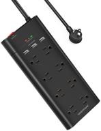 vastfafa 8-outlet surge protector power strip with 3 fast usb charging port: versatile and reliable extension cord for maximum protection (black-6ft) logo