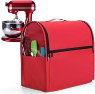 🔴 red luxja dust cover for 6-8 quart kitchenaid mixers: with clear side zipper pockets and top handle - ideal for stand mixers and extra accessories logo