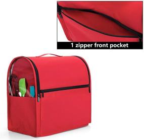 img 2 attached to 🔴 Red Luxja Dust Cover for 6-8 Quart KitchenAid Mixers: With Clear Side Zipper Pockets and Top Handle - Ideal for Stand Mixers and Extra Accessories