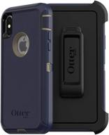 📱 enhanced protection with otterbox defender series screenless edition case for iphone xs & iphone x - dark lake (chinchilla/dress blues) - retail packaging logo