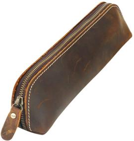 img 4 attached to 📚 Premium Vintage Leather Pencil Case: Stylish Zippered Pen Holder for Students, Businessmen, and Artists at Home, Work, and Office