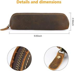 img 3 attached to 📚 Premium Vintage Leather Pencil Case: Stylish Zippered Pen Holder for Students, Businessmen, and Artists at Home, Work, and Office