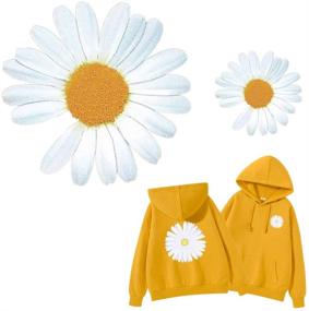 img 2 attached to 🌼 Daisy Iron-On Transfer Stickers for Girls Hoodie | Floral Patches (2 Pcs) | Chrysanthemum Appliques | Heat Transfer Vinyl Fashion Decals Badges | Ideal for T-Shirts, Jackets, Backpacks, Shoes & Bags