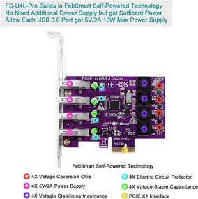 img 3 attached to 💻 Expand the USB Power and Efficiency with FebSmart PCIE 4-Ports Superspeed 5Gbps USB 3.0 Expansion Card for Windows Server XP Vista, 7 8.x 10 (32/64bit) Desktop PC-Build in Self-Powered Technology-No Need Additional Power Supply (FS-U4L-Pro)