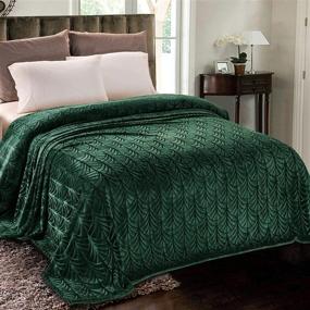 img 4 attached to 🌿 Floral Palm Leaves Design Queen Size Flannel Fleece Bed Blanket - Lightweight Velvet Bedspread Plush Fluffy Coverlet for All Seasons, Dark Green - Whale Flotilla