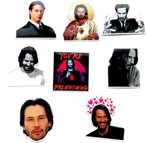 img 2 attached to 🌟 Pack of 8 Cool Keanu Reeves Stickers for Water Bottles, Laptop, Motorcycle, Bicycle, Skateboard, Luggage