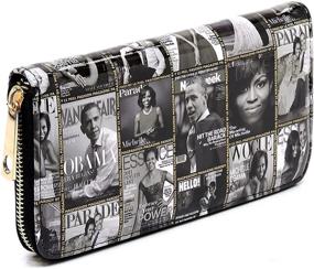 img 1 attached to 👜 Stylish Michelle Obama Crossbody Bag & Wallet Set with Glossy Magazine Collage Cover - 2pcs Set