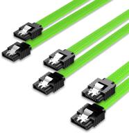 🔌 3-pack green sata cable iii - 6gbps straight data cable with locking latch, 50cm, for sata hdd, ssd, cd driver, cd writer logo