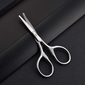 img 3 attached to 🧔 Professional Facial Hair Scissors Set - Small 3.5inch Rounded Tip Shears for Safe Grooming - Nose, Ear, Eyebrow, Moustache Trimming Kit in PU Case for Men and Women