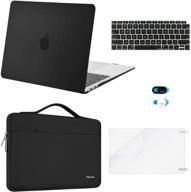 macbook air 13 inch case 2020-2018 release: mosiso plastic hard shell, bag, keyboard cover, webcam cover, screen protector - black logo