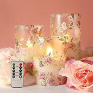 🌹 pink rose decor flameless candles - love theme led candles with remote, pink flower glass effect candles for christmas, wedding, pink bedroom decoration (set of 3) логотип