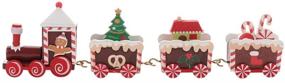 img 4 attached to 🚂 TAKEFUNS Christmas Train: Painted Wooden Decoration for Kids - Festive Gift Toy, Xmas Table Ornament, Mini Locomotive Embellishments