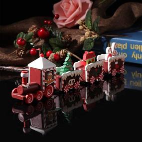 img 2 attached to 🚂 TAKEFUNS Christmas Train: Painted Wooden Decoration for Kids - Festive Gift Toy, Xmas Table Ornament, Mini Locomotive Embellishments