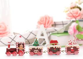 img 1 attached to 🚂 TAKEFUNS Christmas Train: Painted Wooden Decoration for Kids - Festive Gift Toy, Xmas Table Ornament, Mini Locomotive Embellishments