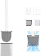 🧼 bendable silicone toilet brush for deep cleaning in corners, compact size for bathroom storage - white logo
