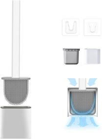 img 4 attached to 🧼 Bendable Silicone Toilet Brush for Deep Cleaning in Corners, Compact Size for Bathroom Storage - White