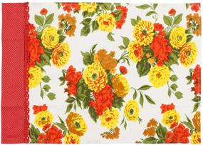img 2 attached to 🌼 MORNING BLOSSOM Kitchen Towels and Dishcloths - Set of 3 Colorful Floral Ultra Absorbent Fast Drying Professional Grade Cotton Dish Cloths - Vibrant Red and Yellow - 18x28 Inches