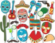 mexican fiesta photo booth props kit - 20 pack birthday galore party camera props fully assembled logo