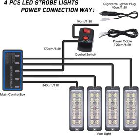 img 3 attached to 🚨 Linkitom Супер Яркие Синхронные Стробоскопические Огни - 4 шт. (Янтарный/Белый) с Основным Управляющим Блоком - Чрезвычайно Опасные Предупредительные Огни