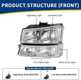 img 2 attached to 🚘 Комплект фар AUTOSAVER88 для Chevy Avalanche Silverado 2003-2006 с поворотными сигналами