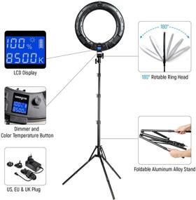img 1 attached to 📸 Versatile 18" Bi-Color Dimmable Ring Light with Stand, Phone Holder, and LCD Panel - Perfect for Makeup, YouTube Videos, Livestreams, and Self-Portraits