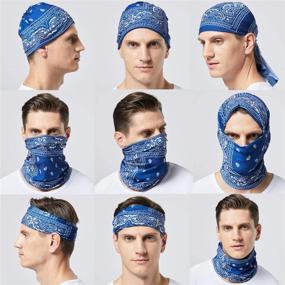 img 2 attached to Sweat-Wicking and Breathable Head Scarf: Pack of 8 Bandana 💦 Headbands for Women and Men, Ideal for Neck Gaiter and Balaclava