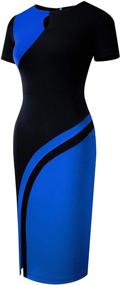 img 2 attached to HOMEYEE Keyhole Colorblock Bodycon Business Women's Clothing in Dresses