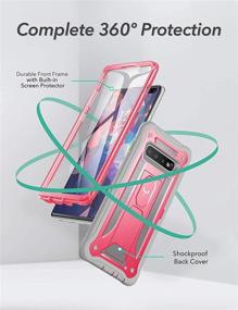 img 1 attached to 📱 Full Body Heavy Duty Protection: YOUMAKER Kickstand Case for Galaxy S10 Plus with Built-in Screen Protector, Pink- Compatible with Fingerprint ID and Shockproof Cover for Samsung Galaxy S10+ Plus 6.4 inch