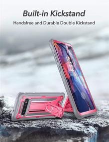 img 2 attached to 📱 Full Body Heavy Duty Protection: YOUMAKER Kickstand Case for Galaxy S10 Plus with Built-in Screen Protector, Pink- Compatible with Fingerprint ID and Shockproof Cover for Samsung Galaxy S10+ Plus 6.4 inch