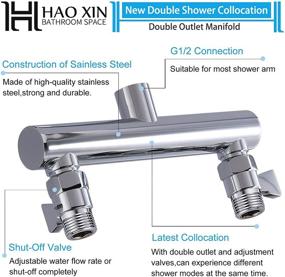 img 2 attached to 🚿 HAOXIN Double Outlet Shower Manifold with Shut Off Valve for Dual Sprayer Showering System - Chrome Finish (Model: STC03)