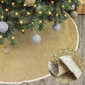 img 4 attached to 🎄 LimBridge 48-Inch Sparkle Glitter Knitted Christmas Tree Skirt - Shimmer Gold Holiday Decorations for Xmas Decor