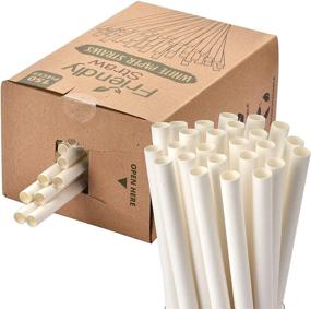 img 4 attached to 150-Pack Biodegradable Jumbo Smoothie Paper Straws - Extra Wide (.4") & 7.75" - Bulk Pack