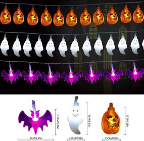 img 3 attached to 🦇 LDHTY Halloween Decorations String Lights, 3-PACK 60 LEDs Orange Pumpkins, Purple Bats, White Ghosts – Ideal for Indoor & Outdoor Halloween Party Decor