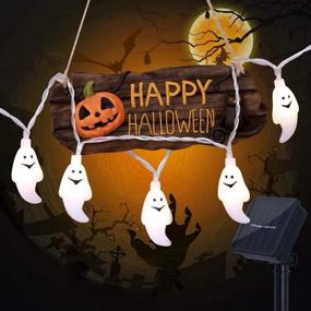 img 1 attached to 🦇 LDHTY Halloween Decorations String Lights, 3-PACK 60 LEDs Orange Pumpkins, Purple Bats, White Ghosts – Ideal for Indoor & Outdoor Halloween Party Decor