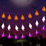 🦇 ldhty halloween decorations string lights, 3-pack 60 leds orange pumpkins, purple bats, white ghosts – ideal for indoor & outdoor halloween party decor logo