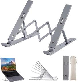 img 4 attached to 📚 Dchant&Wiiiisen Adjustable Aluminum Laptop Stand – Silver, Multi-Angle Notebook Riser for Office Desk, Portable Metal Holder for MacBook Pro/Air/Laptops/Notebook/iPad/Tablet/Book