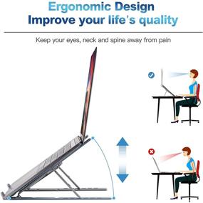 img 2 attached to 📚 Dchant&Wiiiisen Adjustable Aluminum Laptop Stand – Silver, Multi-Angle Notebook Riser for Office Desk, Portable Metal Holder for MacBook Pro/Air/Laptops/Notebook/iPad/Tablet/Book