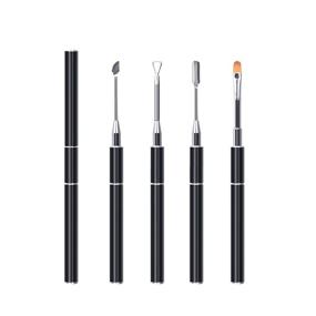 img 3 attached to 💅 3-Piece Nail Art Brush Set with Replaceable Cuticle Pusher and Cutter, Nail Gel Polish Cuticle Remover Tools, Triangle Cuticle Nail Pusher Peeler Scraper Removal