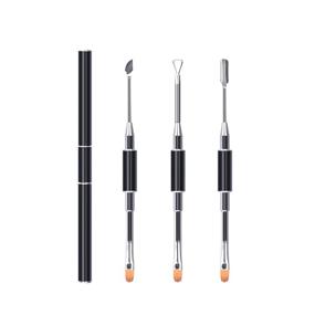 img 4 attached to 💅 3-Piece Nail Art Brush Set with Replaceable Cuticle Pusher and Cutter, Nail Gel Polish Cuticle Remover Tools, Triangle Cuticle Nail Pusher Peeler Scraper Removal