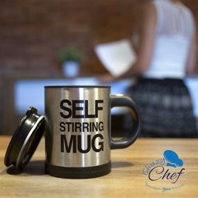 img 1 attached to Chuzy Chef Self-Stirring Coffee Mug Cup - Electric Stainless Steel Auto Mixing & Spinning Home Office Travel Mixer Cup for Best Christmas Birthday Gift Idea. Ideal for Men, Women, and Kids. 8 oz.