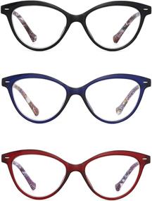 img 3 attached to 👓 Stylish JM 3 Pack Cat Eye Reading Glasses for Women with Spring Hinges and Floral Patterns - A Perfect Blend of Fashion and Function!
