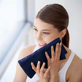 img 2 attached to Beauty Threadz - Pack of 12 Navy Washcloths: Premium Quality 100% Ring Spun Cotton Face Towels, Ultra Soft & Absorbent