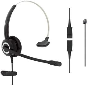 img 1 attached to 🎧 Premium RJ9 Corded Office HD Voice Headset for MITEL Nortel Meridian NEC Polycom Packet 8 ShoreTel Xblue IP Phones - Includes 3.5mm Jack (Monaural)