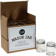 🍹 mason jar shot glass set of 12 - 2 ounce with leak-proof lids, ideal for shots, drinks, favors, candles, and crafts logo