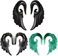 👂 ipink colorful acrylic spiral taper plug gauge ear stretching kit with vintage angel wings - 3 pairs logo