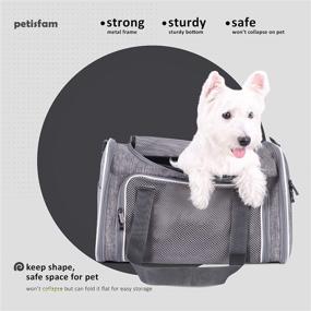 img 1 attached to petisfam Pet Carrier: Medium Cat and Small Dog Carrier with Washable Cozy 🐾 Bed, 3 Doors, Shoulder Strap – Easy to Get In, Easy to Store and Escape-Proof