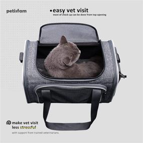 img 3 attached to petisfam Pet Carrier: Medium Cat and Small Dog Carrier with Washable Cozy 🐾 Bed, 3 Doors, Shoulder Strap – Easy to Get In, Easy to Store and Escape-Proof