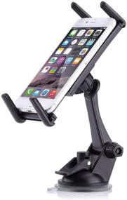 img 1 attached to 🚗 MoKo Universal Car Mount - 360 Degree Rotation Windshield Dashboard Car Mount for iPhone 7 Plus/iPhone 7, Galaxy Note 8/S8/S8 Plus and Most Smartphones and Tablets, Black (Fits 4.13 to 7.08 inch screens)