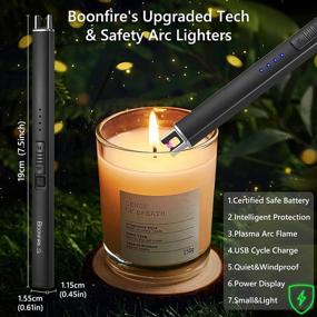 img 1 attached to Boonfire Electric Lighter - Rechargeable USB Arc Lighter with LED Battery Display - Portable Lighter for Candle Camping BBQ Fireworks Fireplace - Black